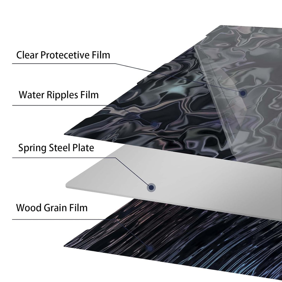 IdeaFormer Water Ripples+Wood Grain PER Spring Steel Build Plate, 256x268mm for Anycubic Kobra 3/Kobra 3 V2/Kobra 3 Combo