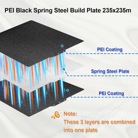 IdeaFormer Double-Sided Textured Black PEI Spring Steel Build Plate, 235x235mm for Flashforge Adventurer 5M/5M Pro/AD5X