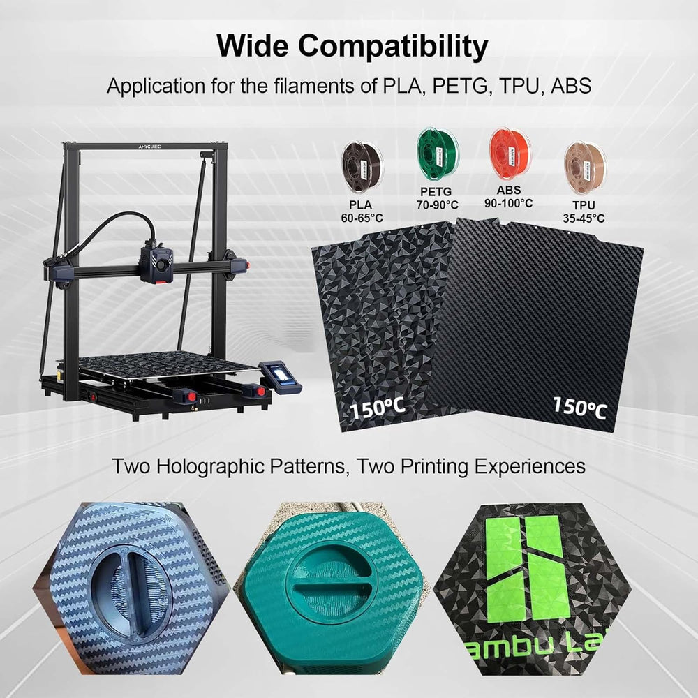 IdeaFormer Diamond PEO+Carbon Fiber PET Spring Steel Build Plate, 430×430mm for Anycubic Kobra 2 Max/for Elegoo Neptune 3 Max/Neptune 4 Max