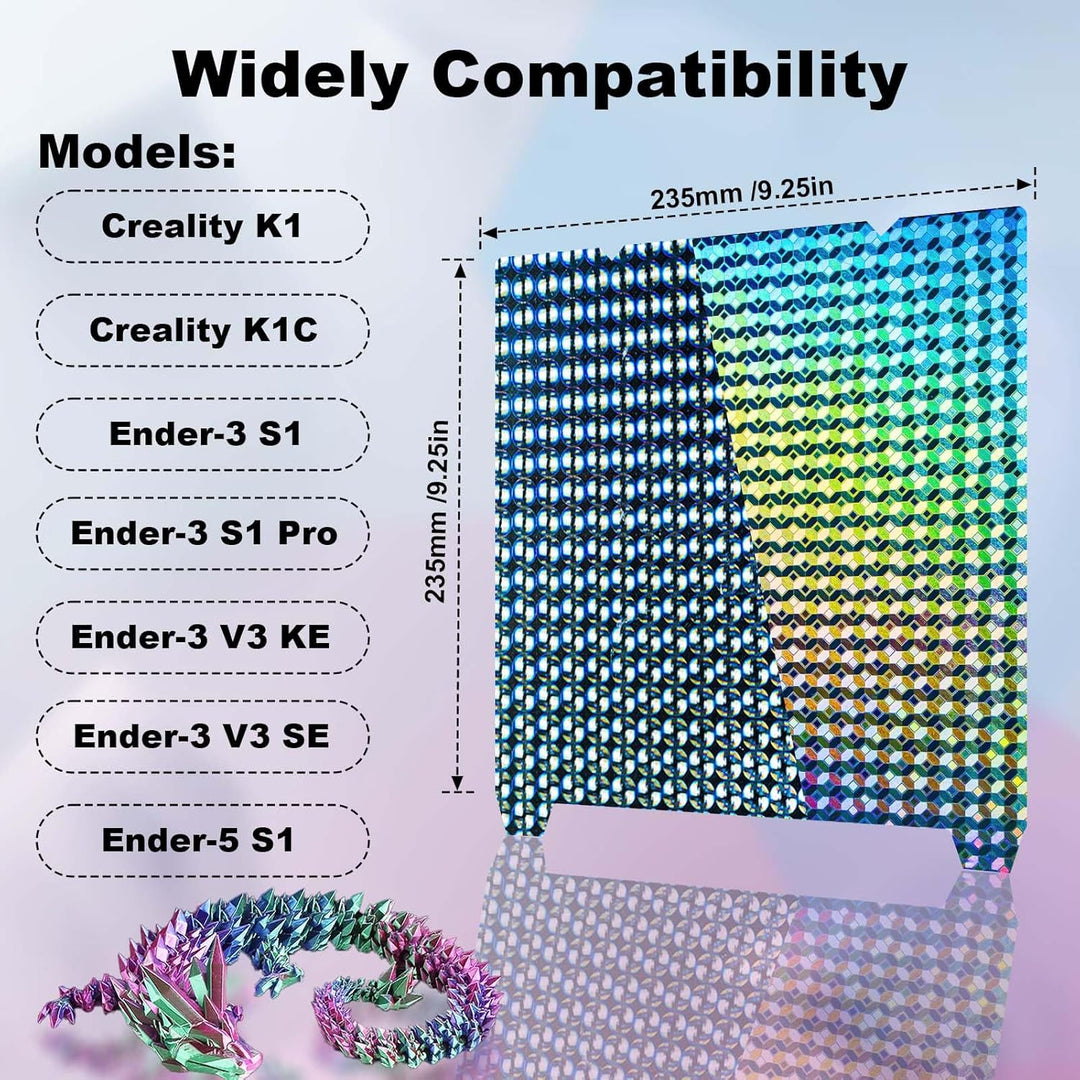 IdeaFormer Rainbow Mosaic Ball+Diamond Ball PEA Spring Steel Build Plate, 235x235mm for Creality K1C/K1/SE/Ender 5 S1/Ender 3/Ender 3 Pro/Ender 3 V2/Ender 3 S1 Pro/Ender 3 Neo