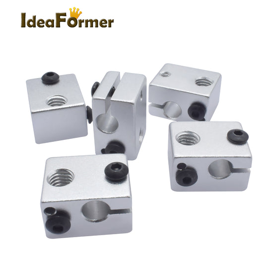 IdeaFormer 2pcs 3D Printer Parts E3D V6 Upgraded Block Aluminum Brass Official Heater Block For PT100 Thermistor NTC100K J-head Hotend Extruder
