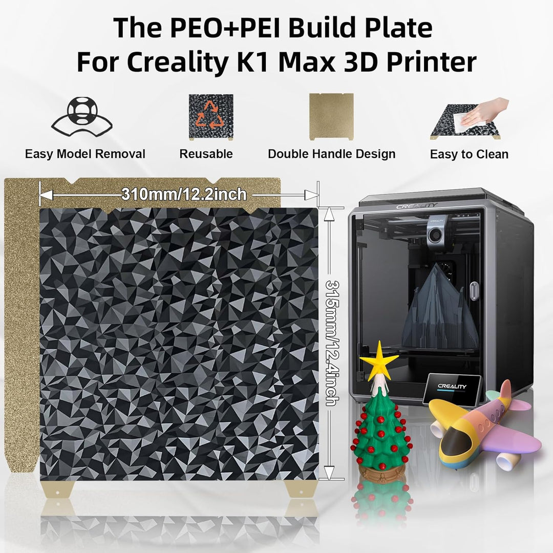 IdeaFormer Diamond PEO+Textured Gold PEI Spring Steel Build Plate, 315×310mm for Creality K1 Max/Ender 3 V3 Plus