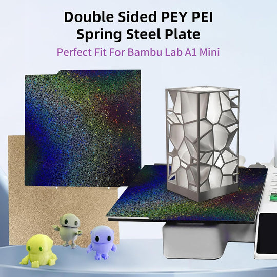 IdeaFormer Rainbow Starry PEY+Textured PEI Spring Steel Build Plate, 184×184mm for Bambu Lab A1 MIni