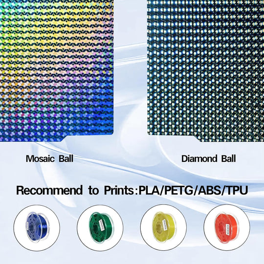 IdeaFormer Smooth Mosaic Ball+Diamond Ball PEA Spring Steel Build Plate, 257×257mm for Bambu Lab X1 X1C X1E P1P P1S A1