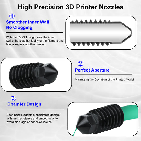 IdeaFormer 5 Pcs 0.4mm,0.6mm,0.8mm Hardened Steel Nozzle High Temperature for Bambu Lab A1/A1Mini 3D Printer Hotend