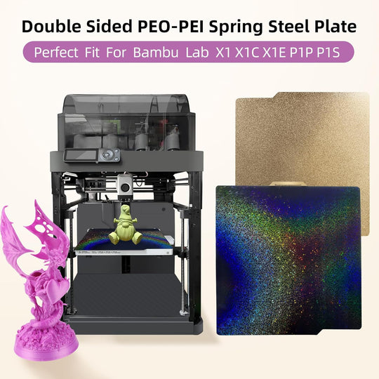 IdeaFormer Rainbow PEY+Textured Gold PEI Spring Steel Build Plate, 257×257mm for Bambu Lab X1 X1C X1E P1P P1S A1