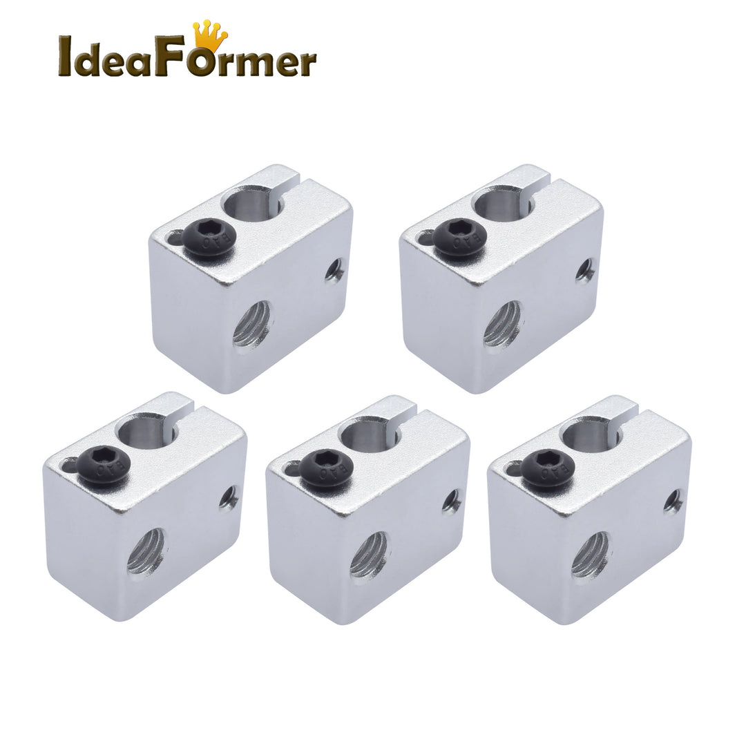 IdeaFormer 2pcs 3D Printer Parts E3D V6 Upgraded Block Aluminum Brass Official Heater Block For PT100 Thermistor NTC100K J-head Hotend Extruder