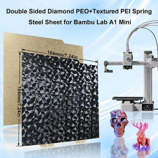 IdeaFormer Diamond PEO+Textured Gold PEI Spring Steel Build Plate, 184×184mm for Bambu Lab A1 MIni