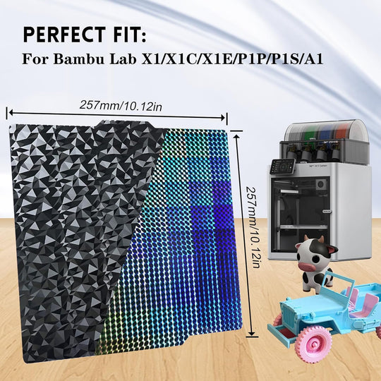 IdeaFormer Smooth Phantom H1H+Diamond PEO Spring Steel Build Plate, 257x257mm for Bambu Lab P1P/P1S/X1C/X1/X1E/A1